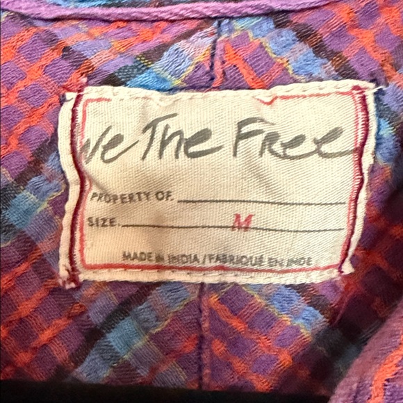 We The Free by Free People M Multicolor Plaid Shirt — Purple & Blue Accents - Picture 2 of 6